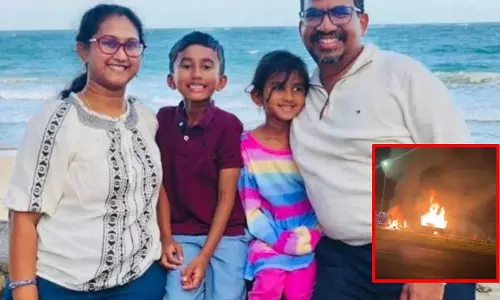 அமெரிக்கா: கார் விபத்தில் இந்திய வம்சாவளி குடும்பமே தீயில் கருகி உயிரிழப்பு