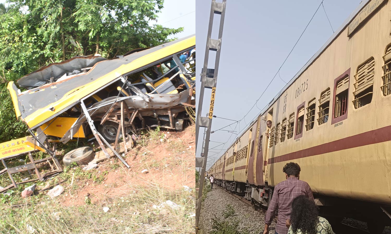 பள்ளி வேன் மீது ரெயில் மோதி 3 மாணவர்கள் பலி - 13 பேர் நேரில் ஆஜராக சம்மன்