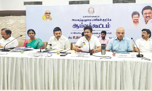 நாமக்கல் கலெக்டர் அலுவலகத்தில் துணை முதலமைச்சர் உதயநிதி ஸ்டாலின் தலைமையில் ஆய்வு கூட்டம்