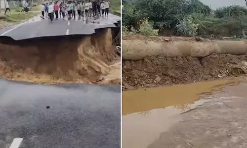 ராஜஸ்தான்: திறப்பு விழாவிற்கு முன்பே மழை வெள்ளத்தில் அடித்துசெல்லபட்ட நெடுஞ்சாலை