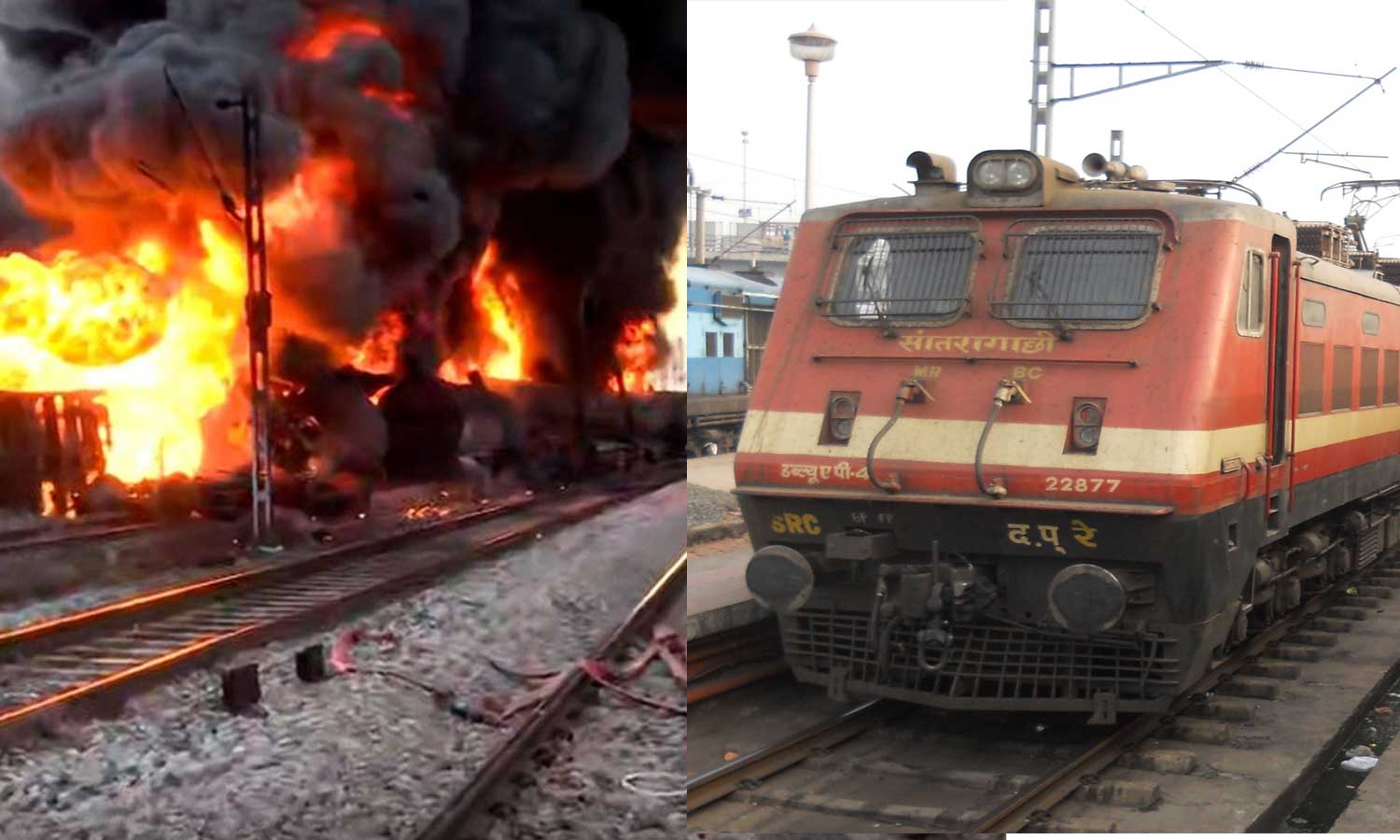 பயணிகள் கவனத்திற்கு... சரக்கு ரெயிலில் தீ விபத்து: 8 விரைவு ரெயில்கள் ரத்து - முழு விவரம்