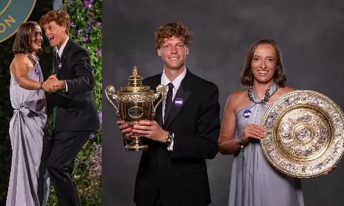 விருந்து நிகழ்ச்சியில் நடனமாடிய விம்பிள்டன் டென்னிஸ் சாம்பியன்கள்