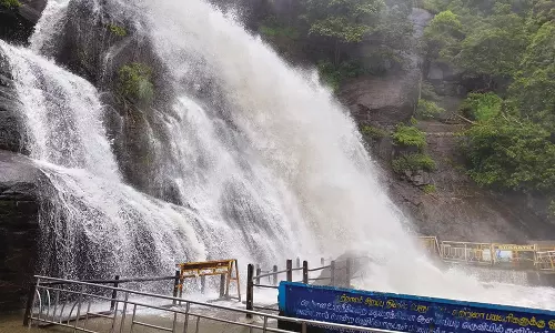 குற்றால அருவிகளில் கடும் வெள்ளப்பெருக்கு- சுற்றுலா பயணிகள் குளிக்க தடை