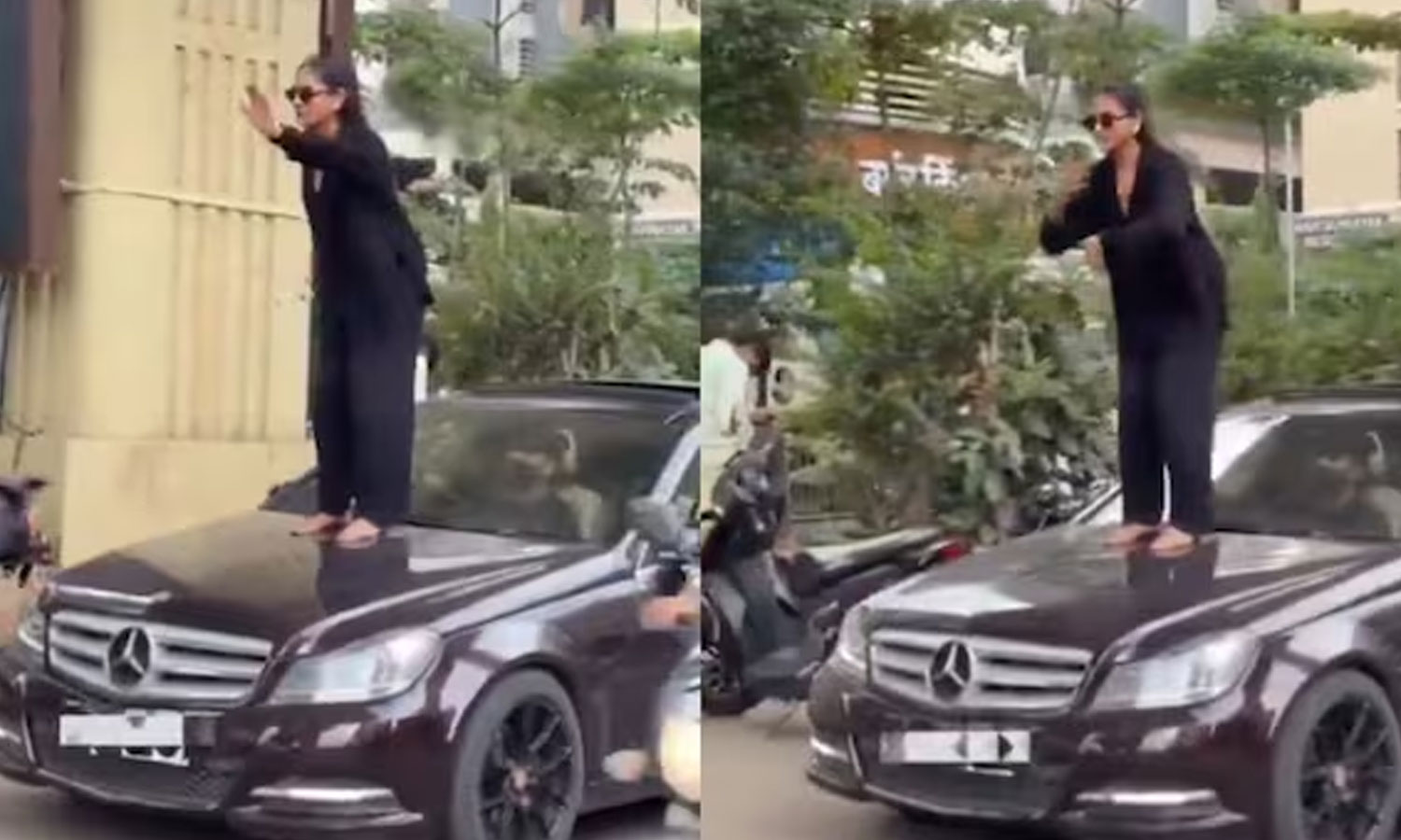 ஓடும் காரின் மேல் ஏறி நடனமாடிய இளம்பெண் மீது வழக்குப்பதிவு ஓடும் காரின் மேல் ஏறி நடனமாடிய இளம்பெண் மீது வழக்குப்பதிவு