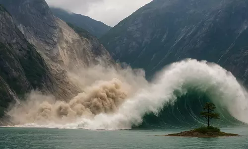 100 அடி உயரத்துக்கு எழுந்த சுனாமி அலைகள்.. அலாஸ்காவில் பதிவான அரிதினும் அரிய இயற்கை சீற்றம்!