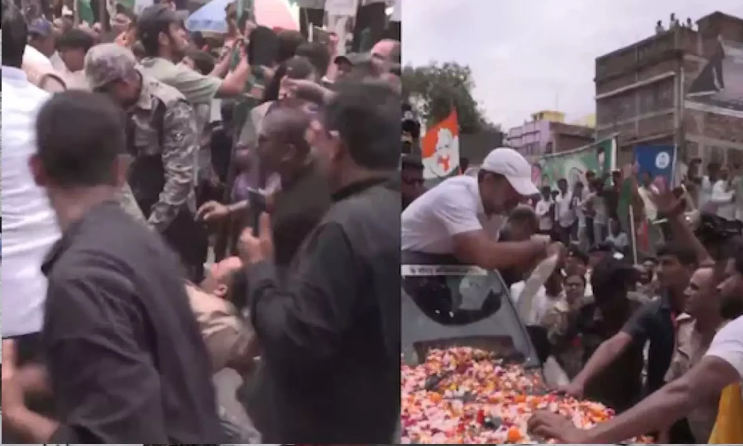 ராகுல் காந்தி வாகனத்தின் முன் தவறி விழுந்து போலீஸ் கான்ஸ்டபிள் காயம் - வீடியோ