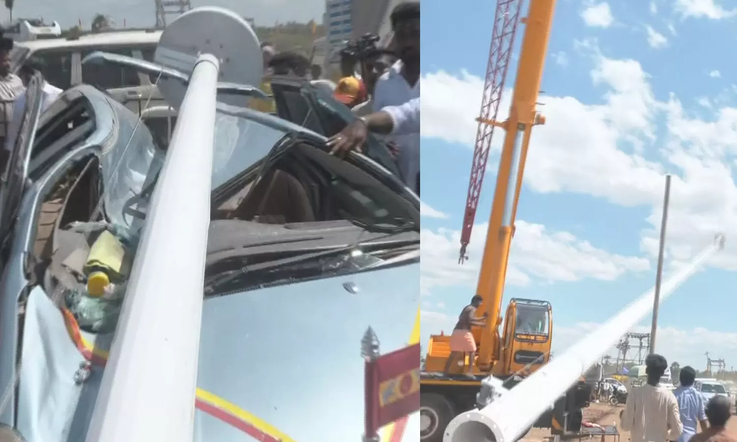 கொடிக்கம்பம் விழுந்து சேதமடைந்த காருக்கு பதிலாக புதிய கார்- த.வெ.க. கொடிக்கம்பம் விழுந்து சேதமடைந்த காருக்கு பதிலாக புதிய கார்- த.வெ.க.