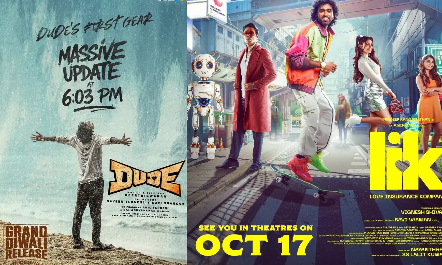 இந்த தடவ பிரதீப் தீபாவளி : ஒரே நாளில் வெளியாகும் இரண்டு திரைப்படங்கள்