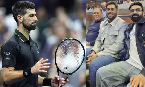 US OPEN டென்னிஸ் போட்டியை நேரில் கண்டுகளித்த தோனி