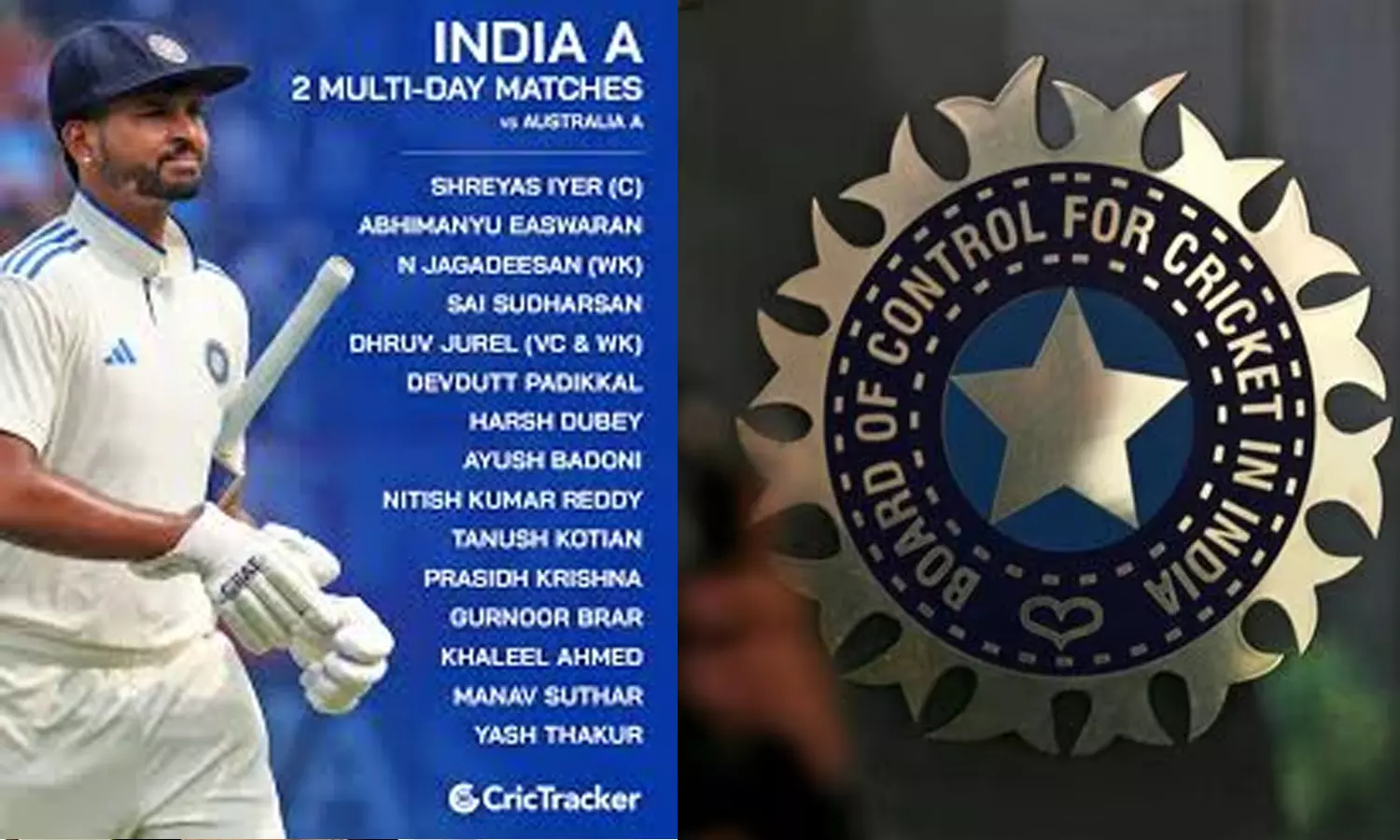 இரண்டு 4 நாள் டெஸ்ட் போட்டிக்கான இந்தியா ஏ அணி- பிசிசிஐ அறிவிப்பு இரண்டு 4 நாள் டெஸ்ட் போட்டிக்கான இந்தியா ஏ அணி- பிசிசிஐ அறிவிப்பு