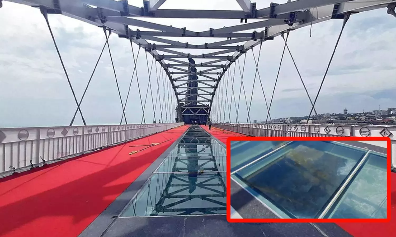 கன்னியாகுமரி கண்ணாடிப் பாலத்தில் விரிசல் - புதிய கண்ணாடி அமைக்கும் பணி நிறைவு!