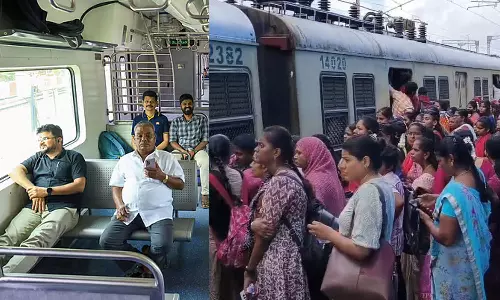 மின்சார ரெயில்களில் எதிர் இருக்கையில் கால் வைத்தால் தண்டனை- தெற்கு ரெயில்வே எச்சரிக்கை