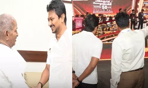 இசைஞானி இளையராஜா பாராட்டு விழா- உதயநிதி ஸ்டாலின் ஆய்வு