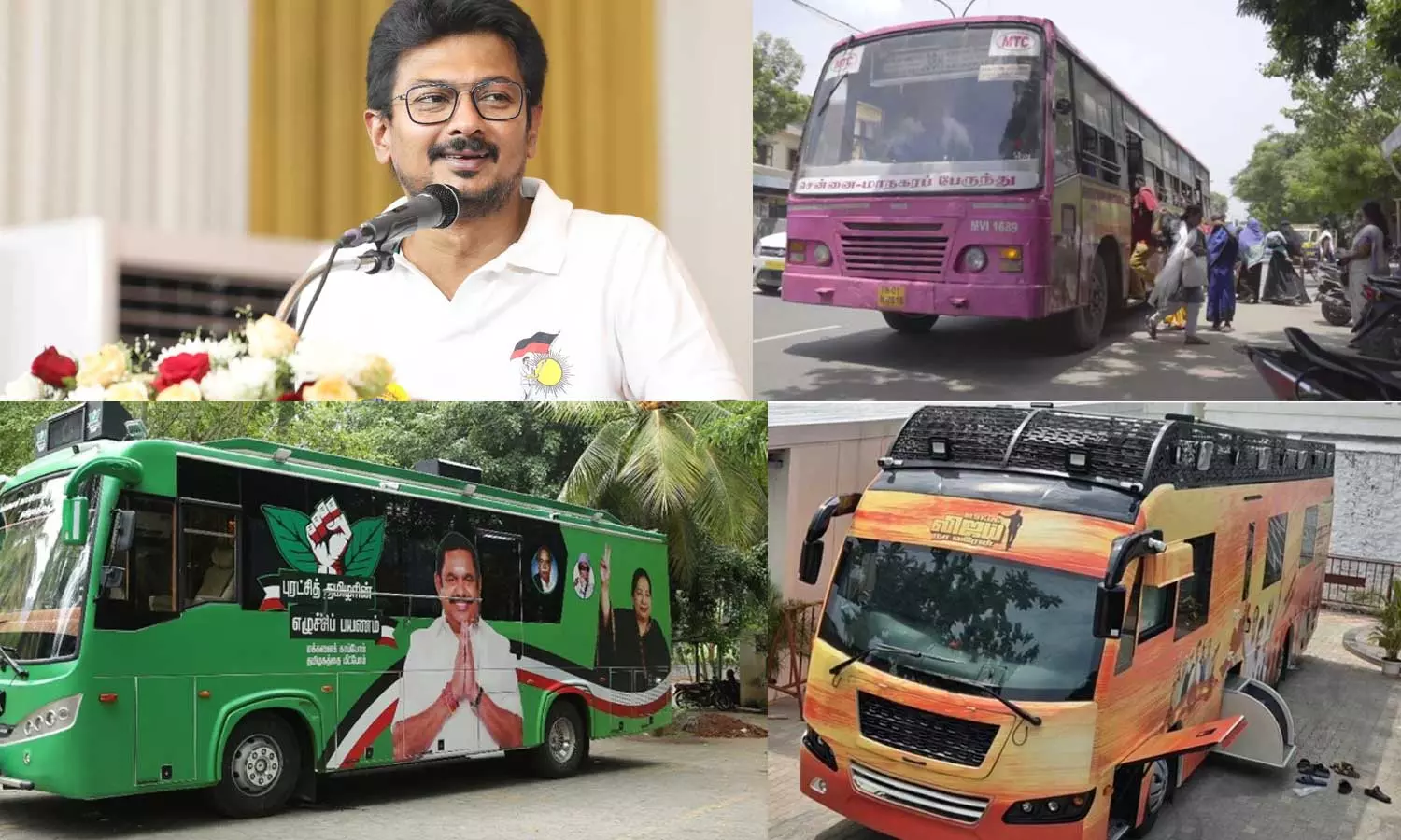 பச்சை, மஞ்சள் நிற பஸ்களை ஓவர்டேக் செய்து வெற்றி பெறுவது பிங்க் கலர் பஸ்தான்- உதயநிதி