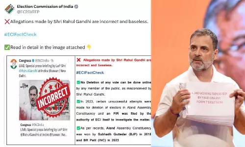 வாக்கு திருட்டு தொடர்பான ராகுல் காந்தியின் குற்றச்சாட்டுகளுக்கு தேர்தல் ஆணையம் விளக்கம்