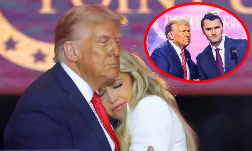 சுட்டுக் கொல்லப்பட்ட சார்லி கிர்க்கின் மனைவியை கட்டியணைத்து ஆறுதல் தெரிவித்த டிரம்ப்