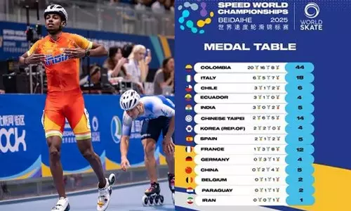 ஸ்பீட் ஸ்கேட்டிங் உலக சாம்பியன்ஷிப் வரலாற்றில் முதல் முறை.. சாதனை படைத்த இந்திய அணி