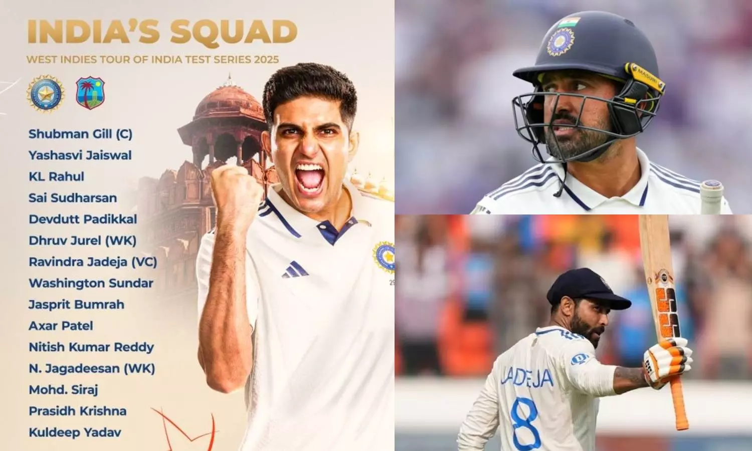 வெஸ்ட் இண்டீசுக்கு எதிரான டெஸ்ட் தொடர்: கருண் நாயருக்கு இடமில்லை... துணை கேப்டனான ஜடேஜா