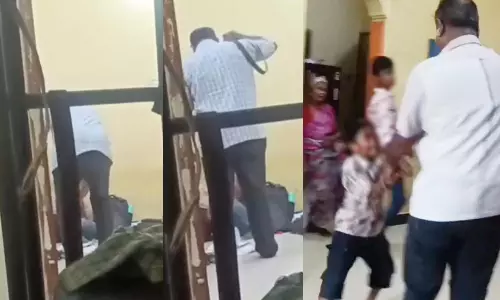 குழந்தைகள் காப்பகத்தில் சிறுவனை பெல்ட்டால் கொடூரமாக தாக்கும் நபர்-  விசாரணை தீவிரம்