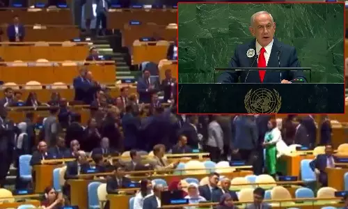 Video ஐ.நா. சபையில் இஸ்ரேல் பிரதமர் நேதன்யாகு பேசும்போது எழுந்து சென்ற பிரதிநிதிகள்
