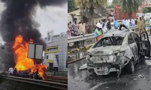 விக்கிரவாண்டி அருகே கார் தீப்பிடித்து எரிந்ததில் 3 பேர் உயிரிழப்பு