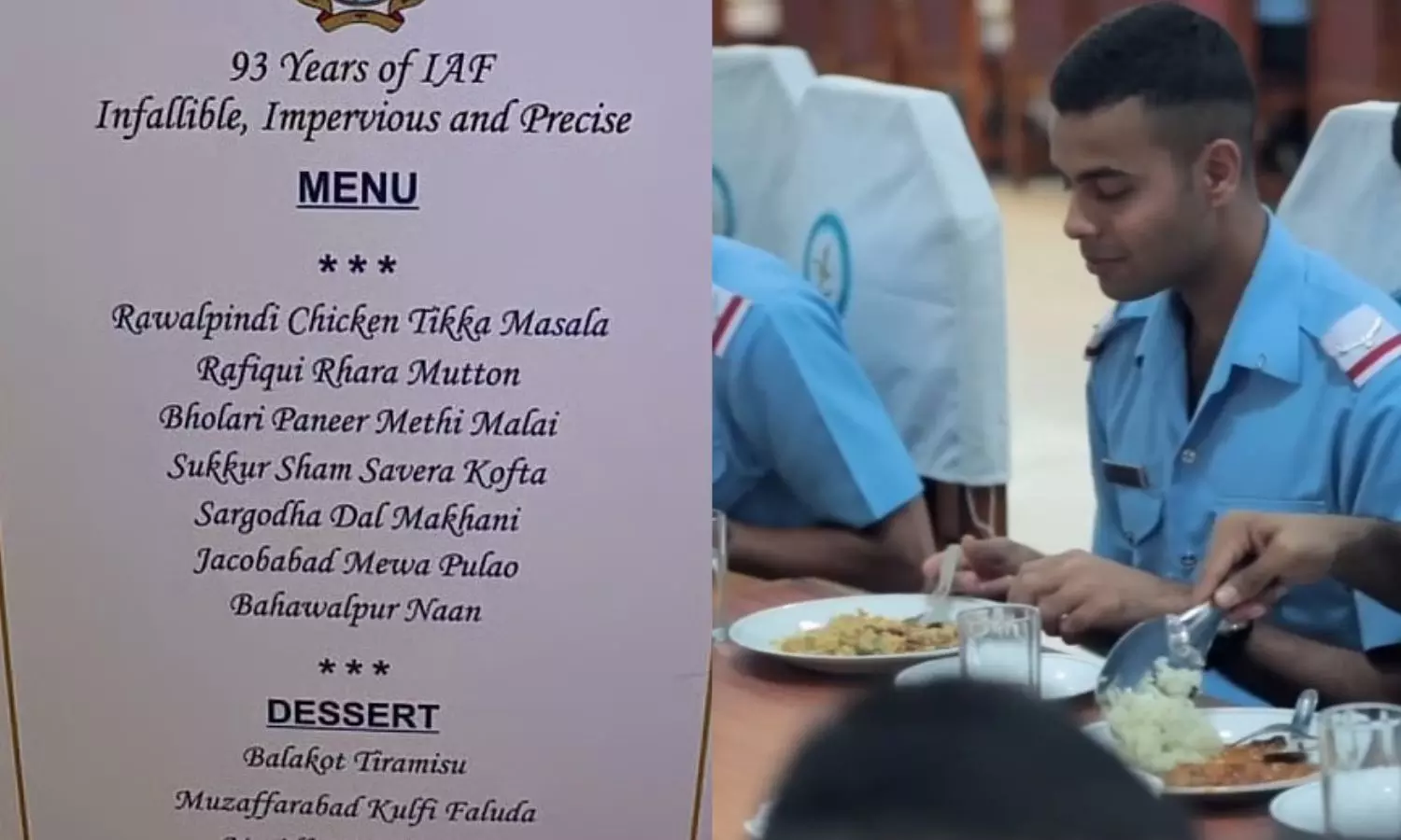 ராவல்பிண்டி சிக்கன்.. பகவல்பூர் Naan..  இந்திய விமானப் படை தின உணவு மெனு வைரல்!