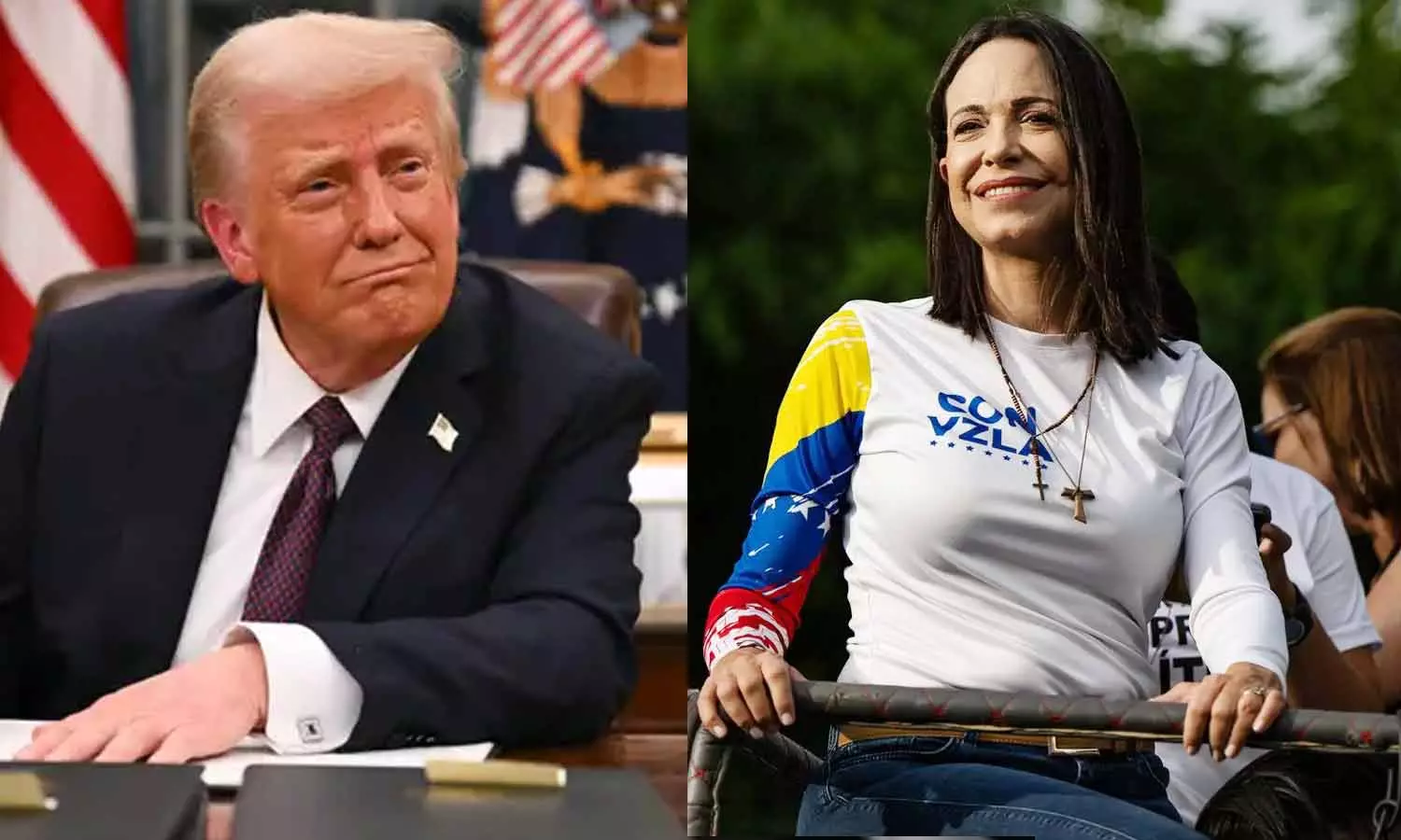 நோபல் பரிசை ட்ரம்புக்கு அர்ப்பணிக்கிறேன்- மரியா கொரினா மச்சாடோ நோபல் பரிசை ட்ரம்புக்கு அர்ப்பணிக்கிறேன்- மரியா கொரினா மச்சாடோ