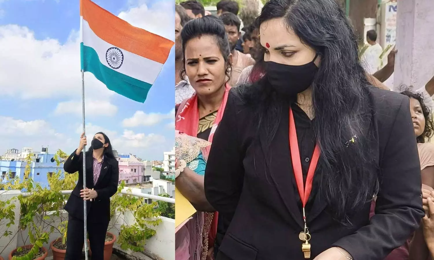 கருப்பு ஆடை, மாஸ்க் அணிந்து வரும் பெண் தலைவர்: யார் இந்த புஷ்பம் பிரியா சவுத்ரி?