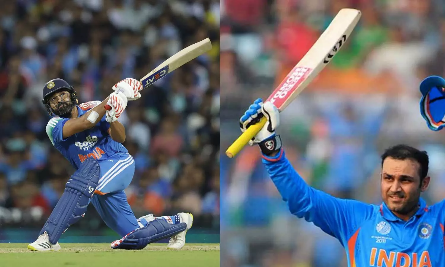 சேவாக்கின் வாழ்நாள் சாதனையை முறியடித்த ரோகித் சர்மா