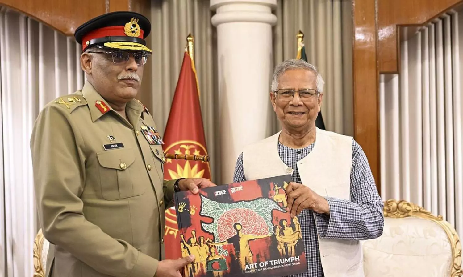 இந்தியாவின் வடகிழக்கு மாநிலங்களை வங்கதேசத்துடன் இணைத்து வரைபடம்.. பாகிஸ்தான் ஜெனரலுக்கு பரிசளித்த யூனுஸ் இந்தியாவின் வடகிழக்கு மாநிலங்களை வங்கதேசத்துடன் இணைத்து வரைபடம்.. பாகிஸ்தான் ஜெனரலுக்கு பரிசளித்த யூனுஸ்