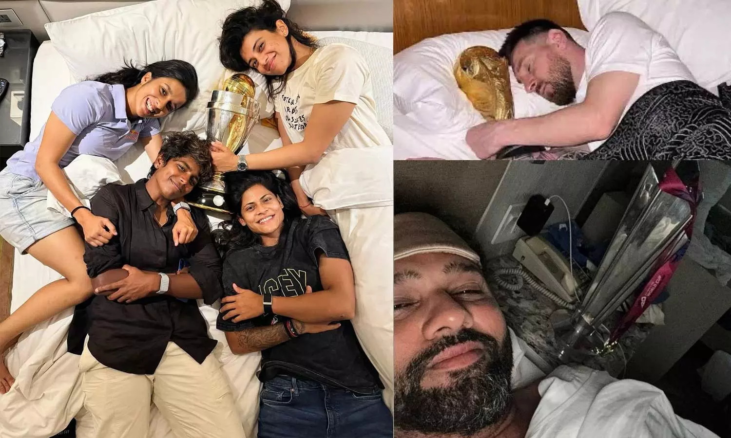 மெஸ்ஸி, ரோகித் பாணியில் உலக கோப்பையுடன் தூங்கும் இந்திய வீராங்கனைகள் -  புகைப்படம் வைரல்