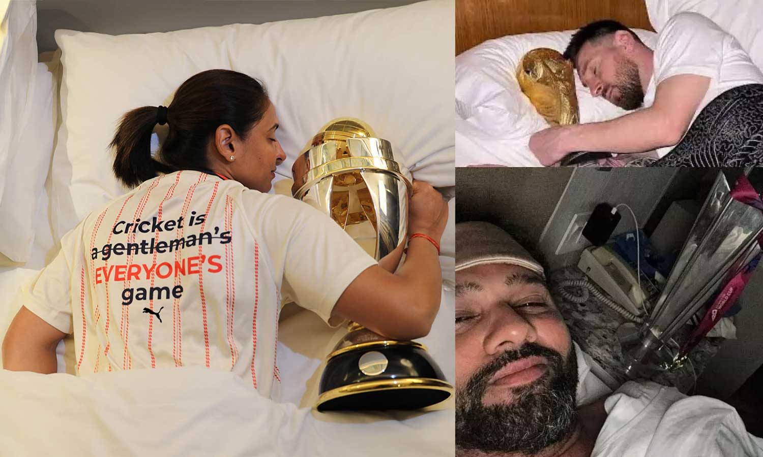 மெஸ்ஸி, ரோகித் வரிசையில்  உலக கோப்பையுடன் தூங்கிய இந்திய மகளிர் அணி கேப்டன்