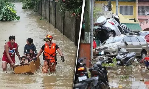 பிலிப்பைன்ஸ் நாட்டை தாக்கிய கல்மேகி சூறாவளி - வெள்ளத்தில் சிக்கி 40 பேர் உயிரிழப்பு