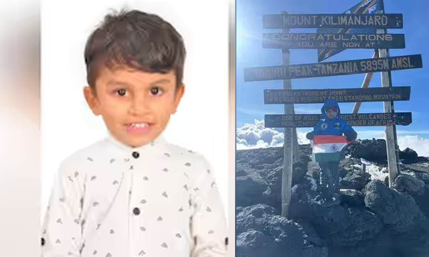 கிளிமஞ்சாரோ சிகரம் ஏறி சாதனை படைத்த தமிழகத்தைச் சேர்ந்த 5 வயது சிறுவன்