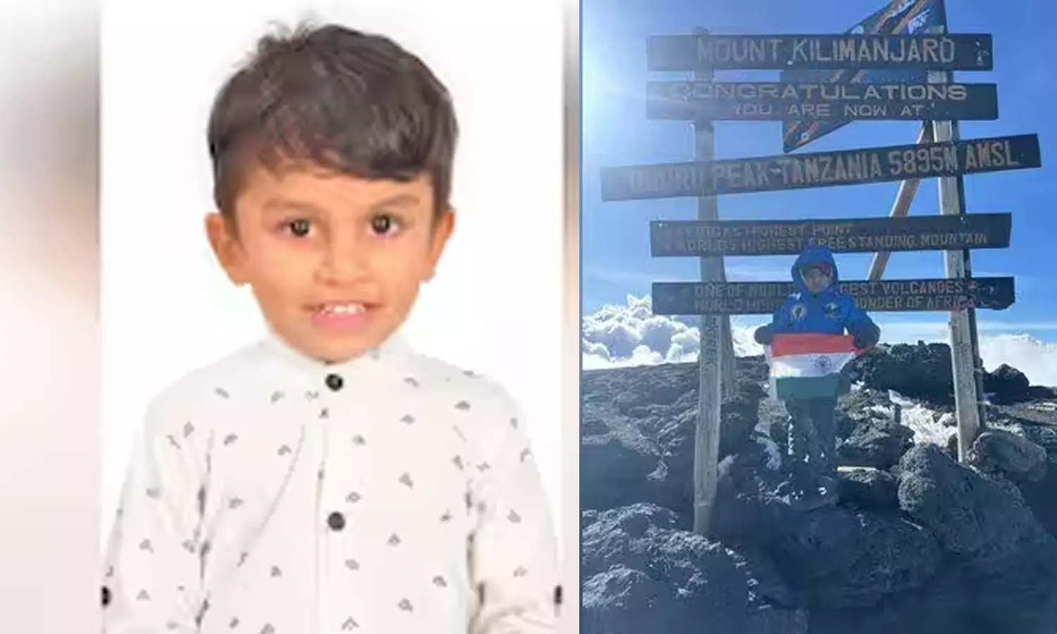 கிளிமஞ்சாரோ சிகரம் ஏறி சாதனை படைத்த தமிழகத்தைச் சேர்ந்த 5 வயது சிறுவன்