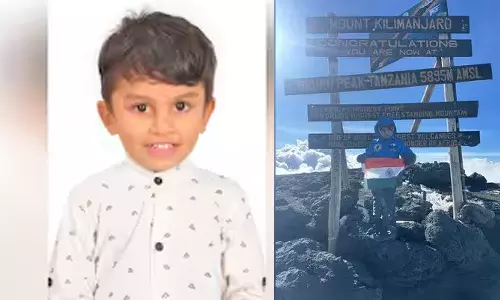 கிளிமஞ்சாரோ சிகரம் ஏறி சாதனை படைத்த தமிழகத்தைச் சேர்ந்த 5 வயது சிறுவன்