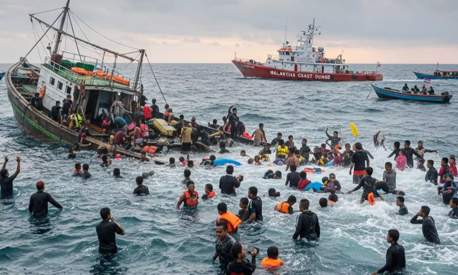 மலேசியா அருகே கடலில் படகு மூழ்கி 7 அகதிகள் உயிரிழப்பு- பலர் மாயம்