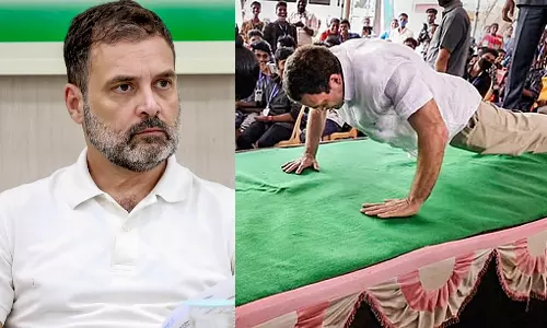 காங்கிரஸ் பயிற்சி முகாம் கூட்டத்திற்கு தாமதம்- தண்டால் எடுத்த ராகுல் காந்தி