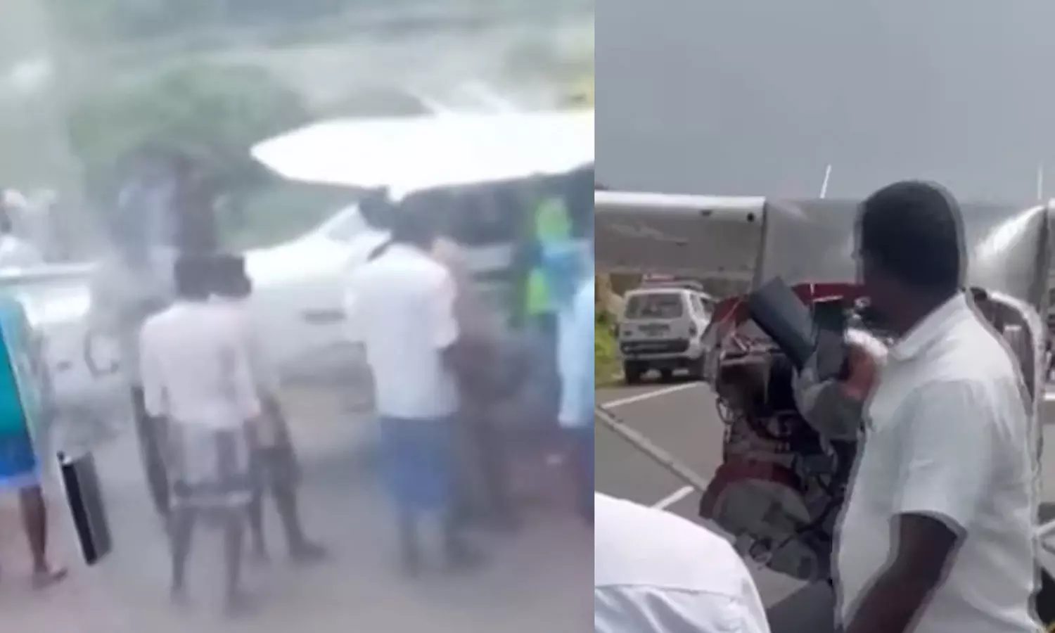 புதுக்கோட்டை - திருச்சி நெடுஞ்சாலையில் தரையிறங்கிய விமானத்தால் பரபரப்பு புதுக்கோட்டை - திருச்சி நெடுஞ்சாலையில் தரையிறங்கிய விமானத்தால் பரபரப்பு