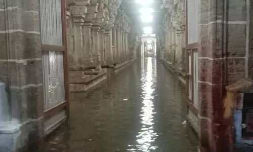 திருச்செந்தூரில் கனமழை- சிவன் கோவிலில் தண்ணீர் புகுந்தது
