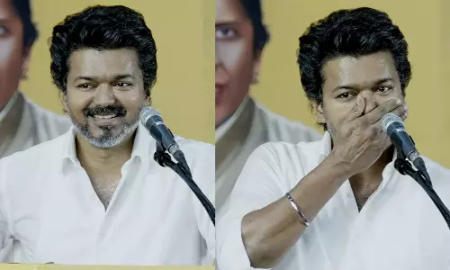 பவள விழா பாப்பா... நீ பாசாங்கு காட்டாதே பாப்பா... சிரித்துக்கொண்டே தி.மு.க.வை கிண்டலடித்த விஜய்