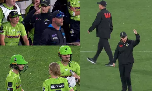 வீடியோ: 3 ரன் அடித்தால் வெற்றி: மழை பெய்யாத போதிலும் கைவிடப்பட்ட ஆட்டம்: நடுவர்களின் செயலால் கடுப்பான வீராங்கனை