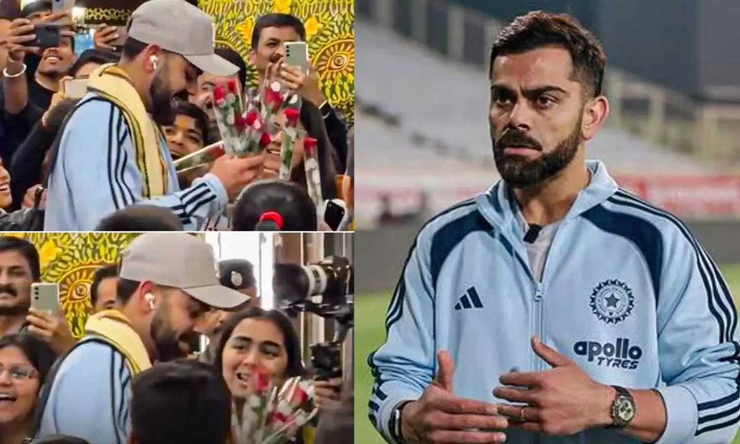 விராட் கோலியை பூ கொடுத்து வரவேற்ற மழலைகள்- வைரல் வீடியோ