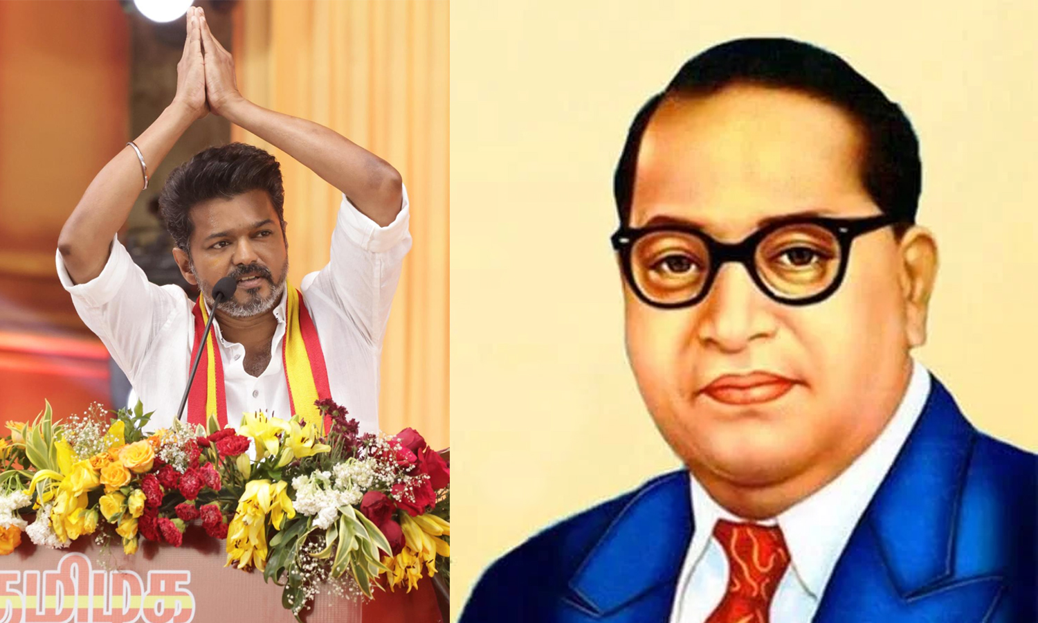 அம்பேத்கர் உருவப்படத்திற்கு மலர் தூவி மரியாதை செலுத்திய த.வெ.க. தலைவர் விஜய்
