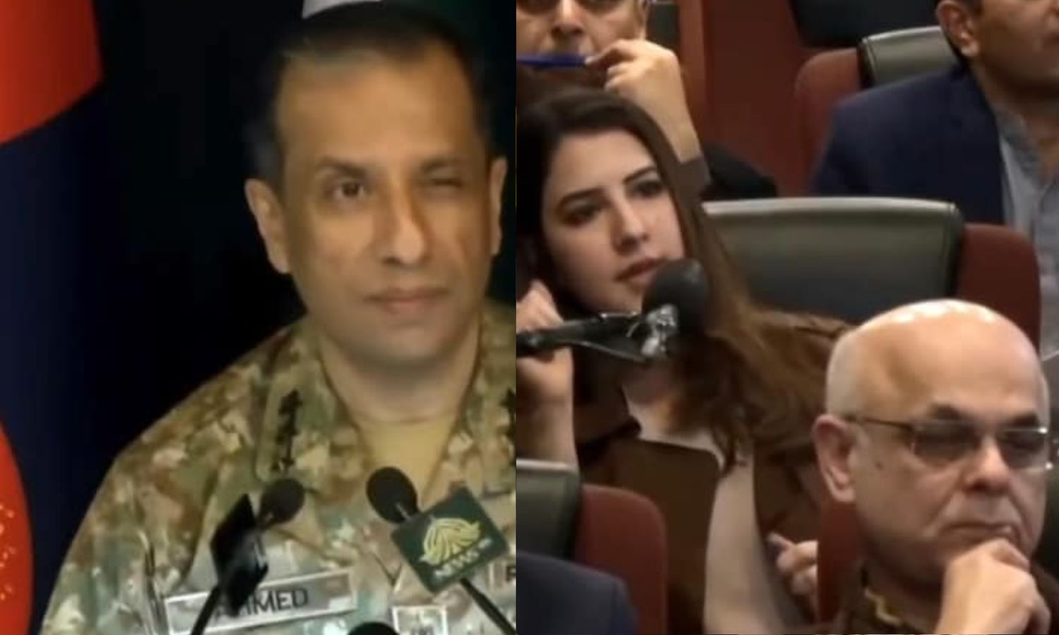 செய்தியாளர் சந்திப்பில் பெண் பத்திரிகையாளரை பார்த்து கண் அடித்த பாகிஸ்தான் ராணுவ ஜெனரல் - வீடியோ வைரல்