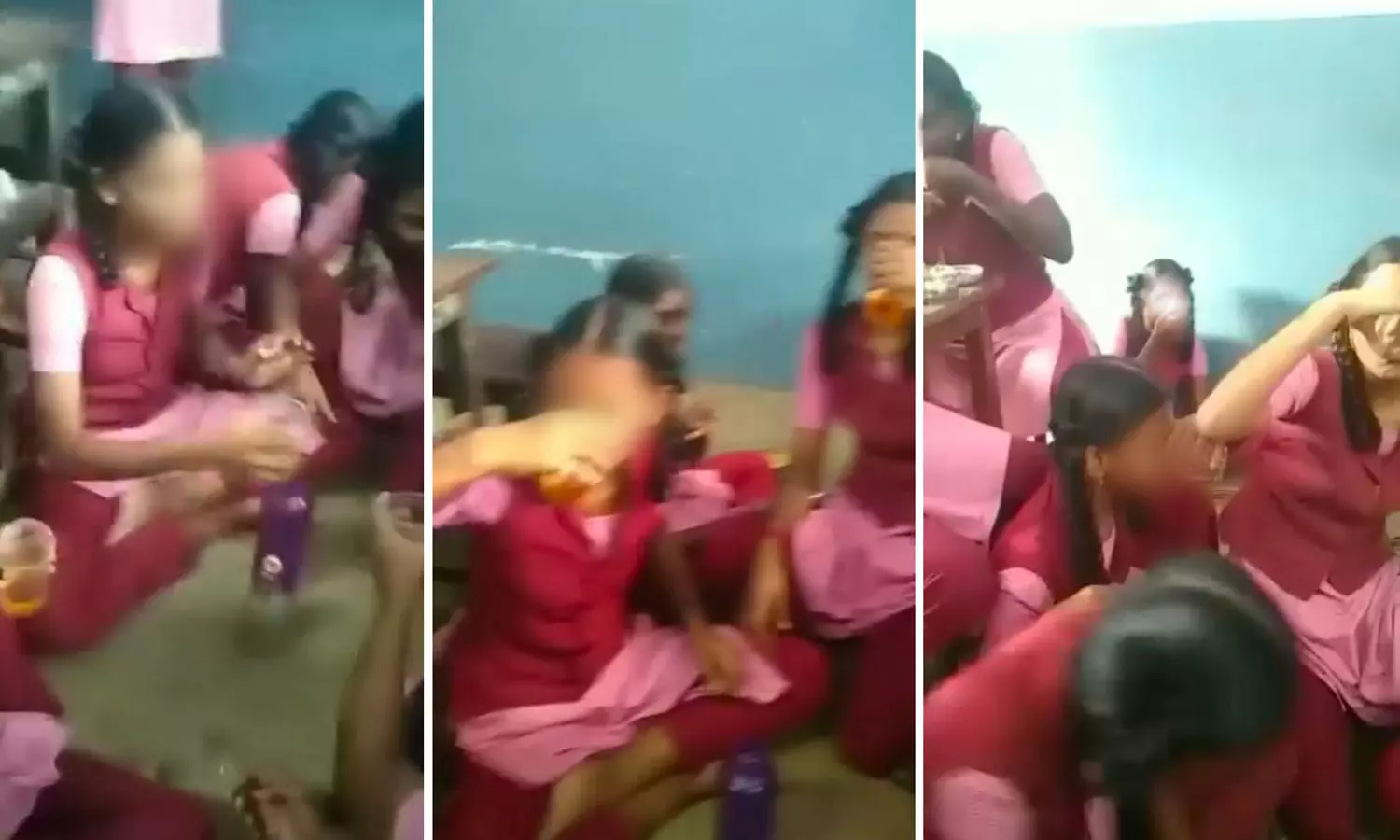 பள்ளி வகுப்பறையில் மது அருந்திய 6 மாணவிகள்... பள்ளி வகுப்பறையில் மது அருந்திய 6 மாணவிகள்...