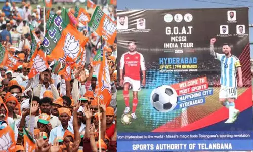 தெலுங்கானாவில் மெஸ்ஸி கால்பந்து போட்டிக்கு ரூ.100 கோடி செலவு: பா.ஜ.க.வினர் எதிர்ப்பு