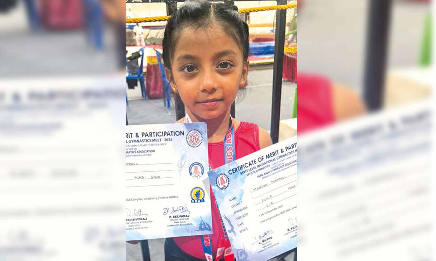 மாநில ஜிம்னாஸ்டிக்ஸ்: தங்கம் வென்ற சென்னை மாணவி