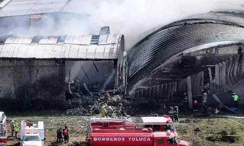 மெக்சிகோ: கீழே விழுந்து நொறுங்கிய விமானம்- 7 பேர் பலி