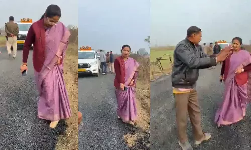 இதுதான் புதுசா போட்ட சாலையின் லட்சணமா?- வைரலாகும் பெண் எம்.பி.யின் ஆக்சன்